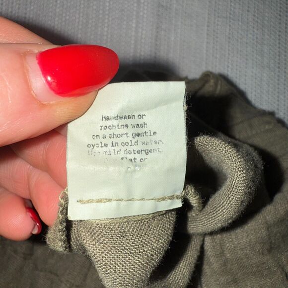 Cynthia Ashby Wide Leg Linen Pant - Olive Green S - Picture 8 of 8